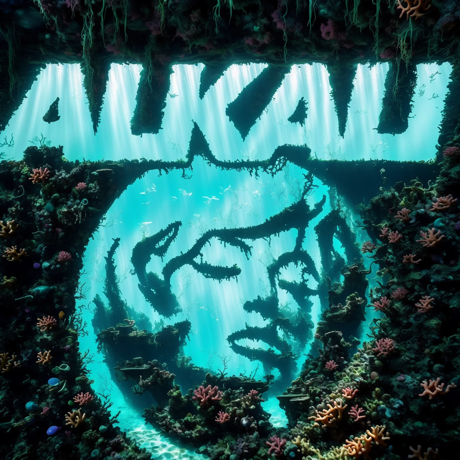 Alkali sculpture beneath the sea